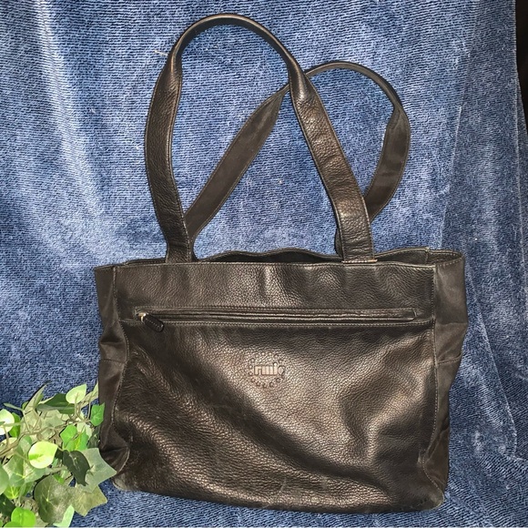 Genuine Leather Authentic FOSSIL Black Tote - Picture 1 of 12
